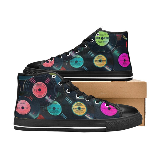 Retro Vinyl Records - Men's High Top Canvas Shoes