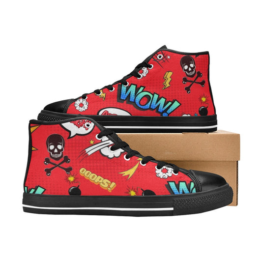 Comic Book Red - Men's High Top Canvas Shoes