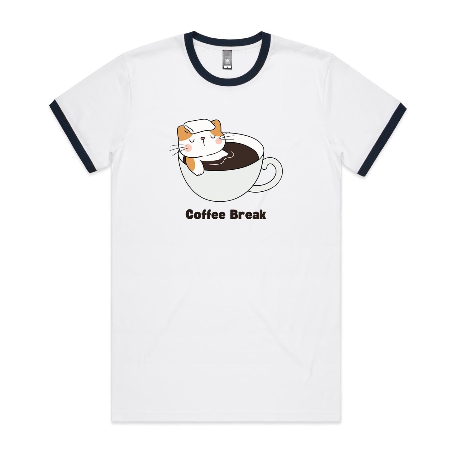 Coffee Break, Cat - Staple Ringer Tee