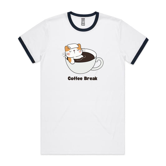 Coffee Break, Cat - Staple Ringer Tee