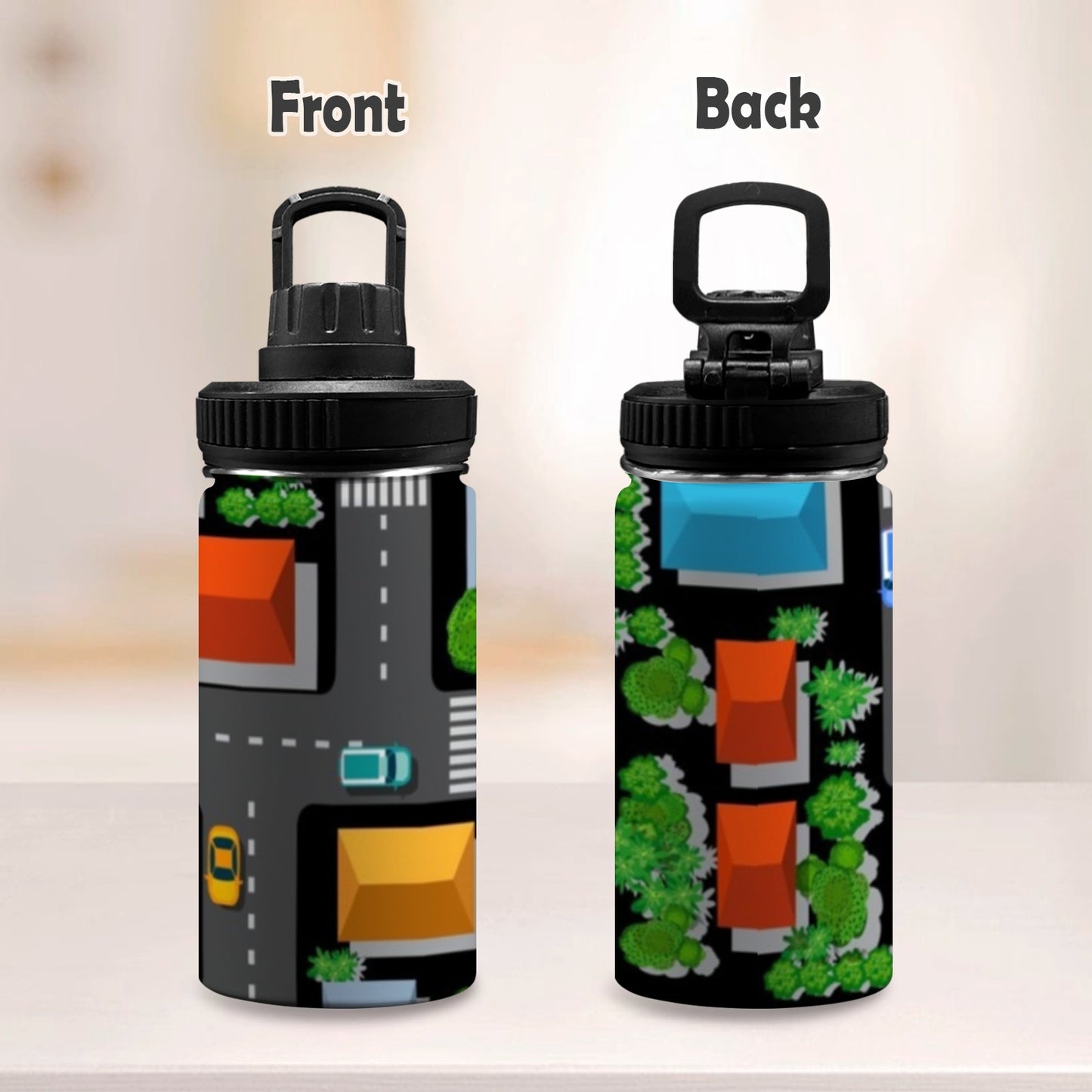 Road Map - Kids Water Bottle with Chug Lid (12 oz)