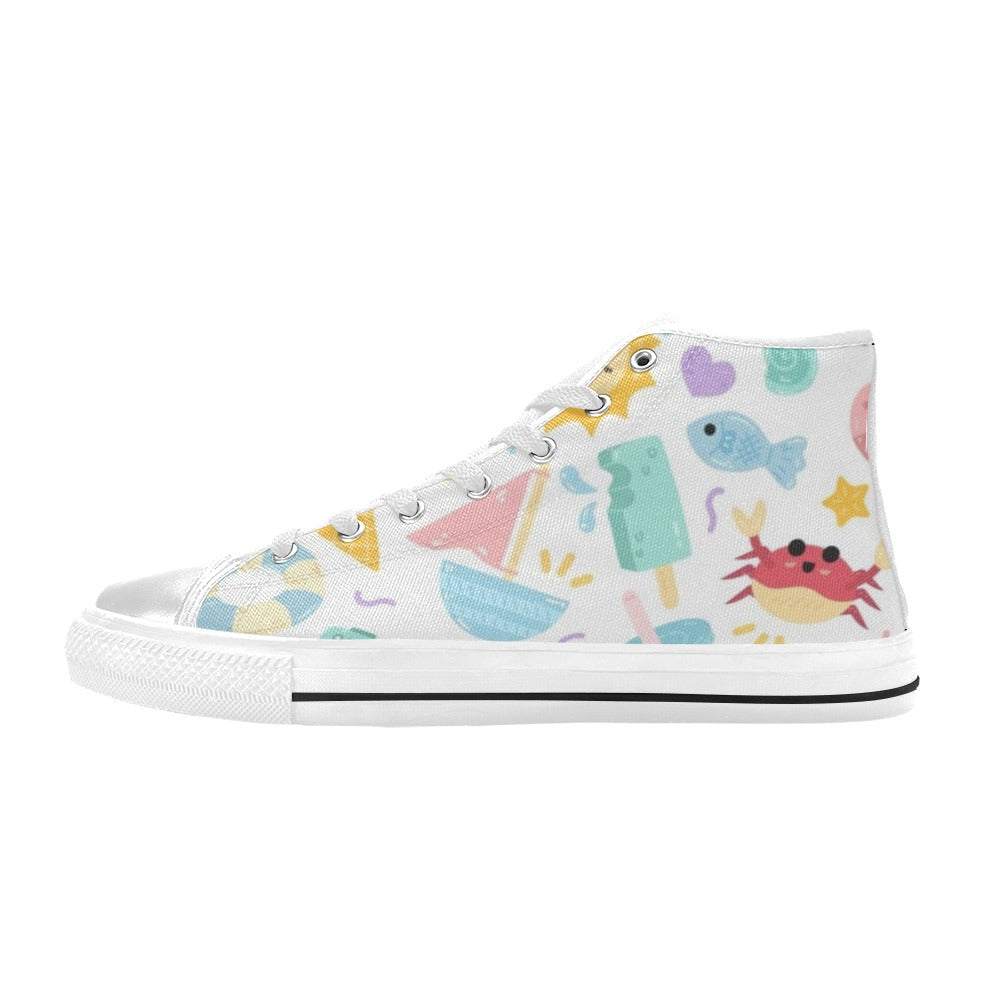 Summer Fun - Kids' High Top Canvas Shoes