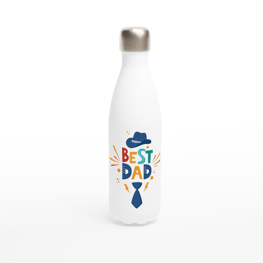 Best Dad - White 17oz Stainless Steel Water Bottle Default Title White Water Bottle Dad