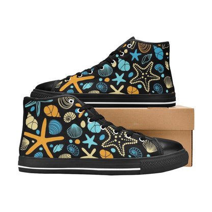 Starfish And Shells - Men's High Top Canvas Shoes