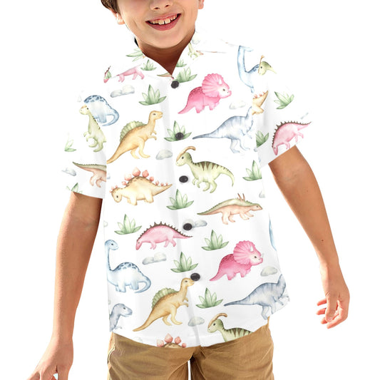 Dinosaur Garden - Junior Boys Hawaiian Shirt