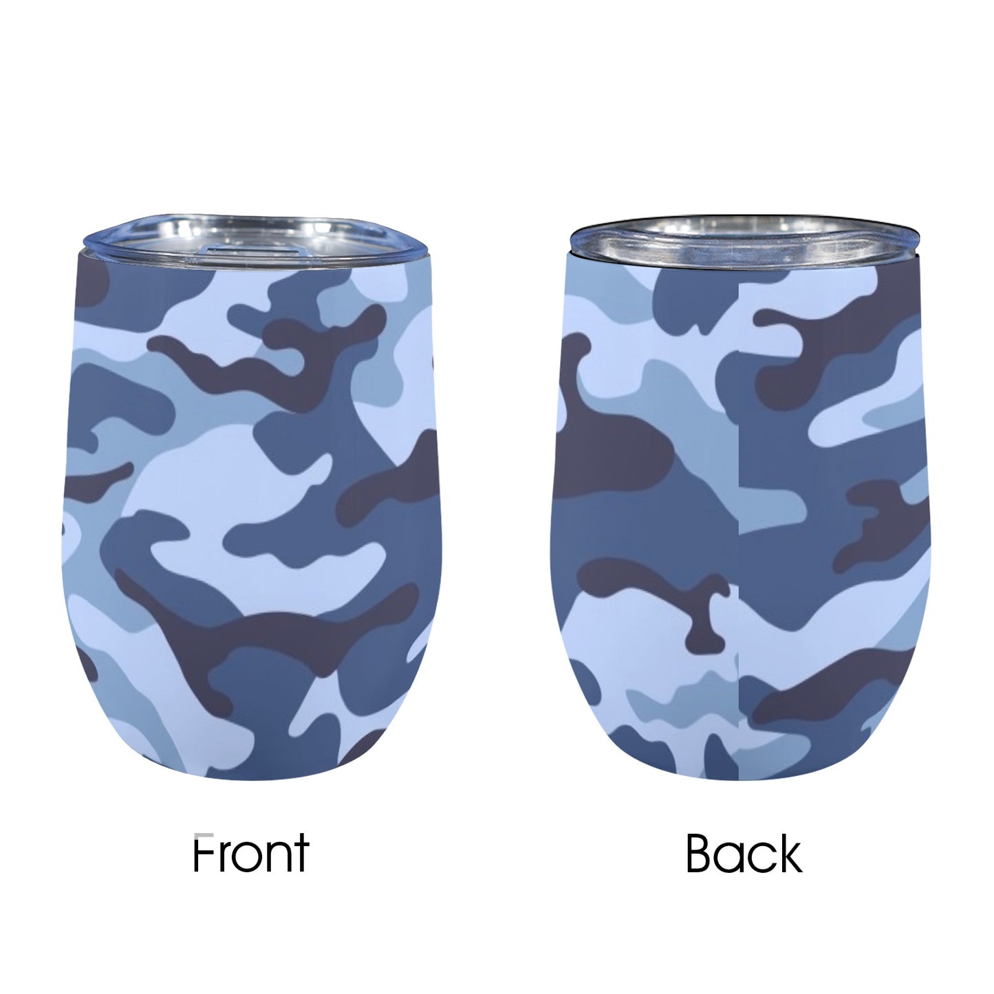 Blue Camouflage - 12oz Wine Tumbler 12oz Wine Tumbler Printed Offshore