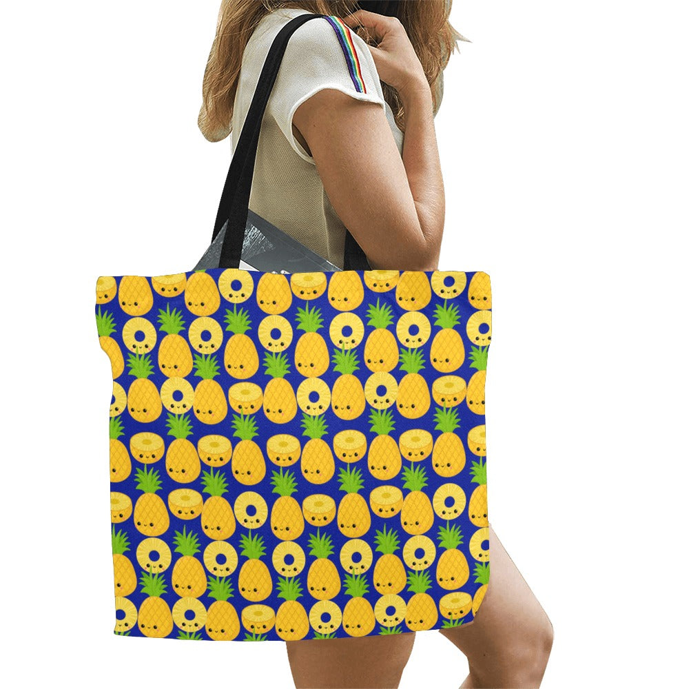 Happy Pineapples - Full Print Canvas Tote Bag Full Print Canvas Tote Bag Printed Offshore