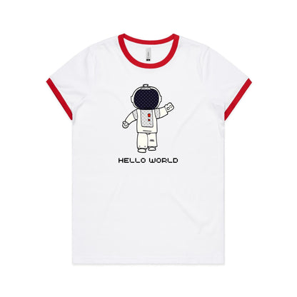 Astronaut, Hello World - Women's Ringer Tee