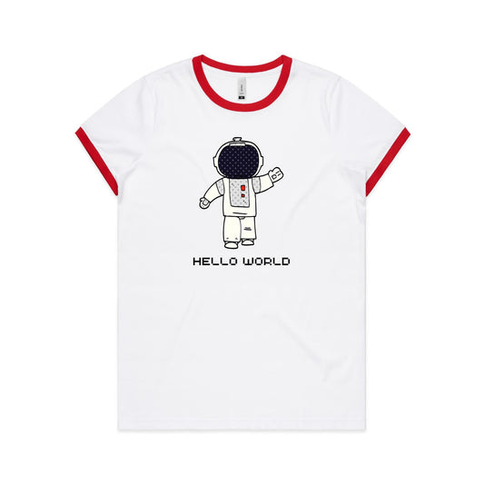 Astronaut, Hello World - Women's Ringer Tee