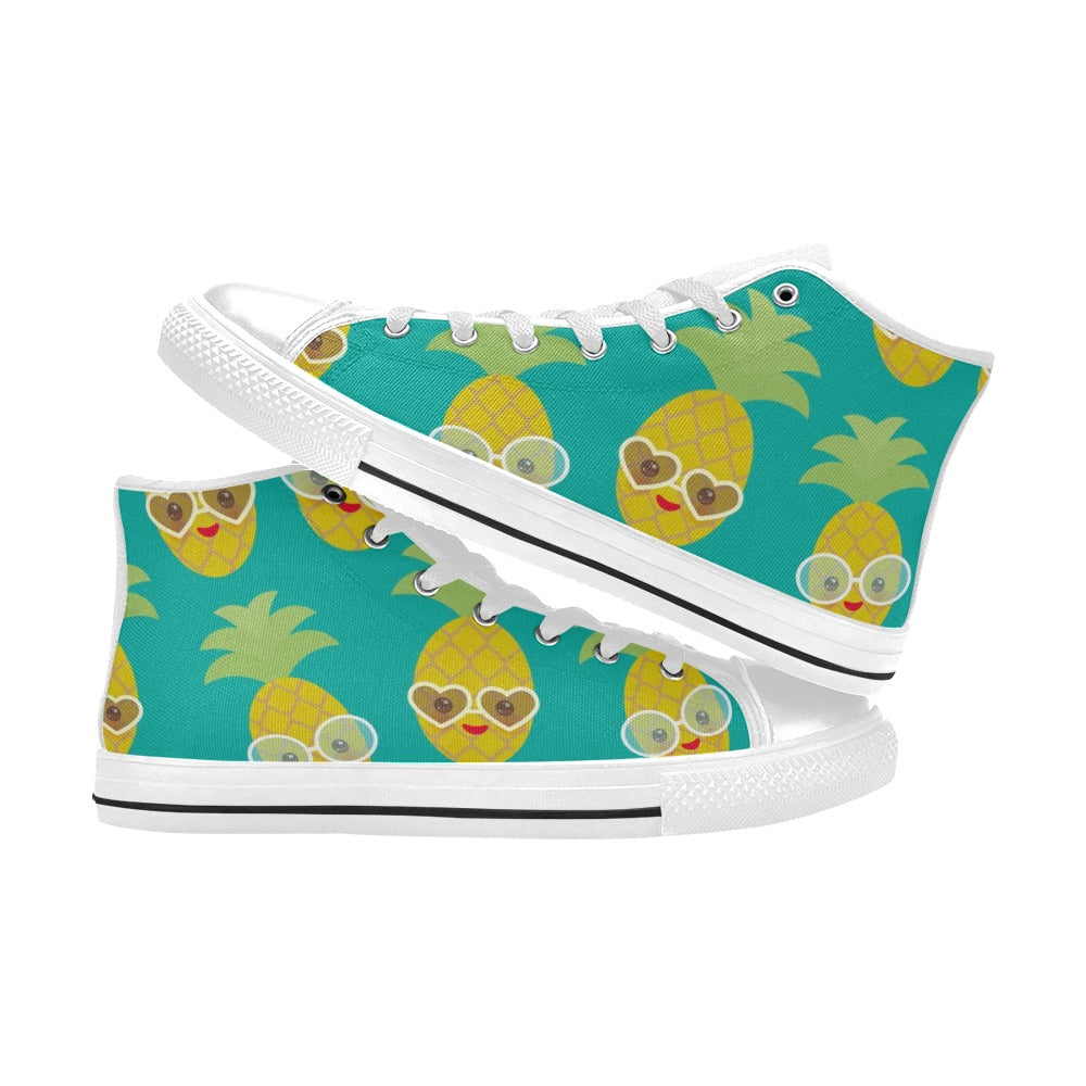 Pineapples With Glasses - Men's High Top Canvas Shoes