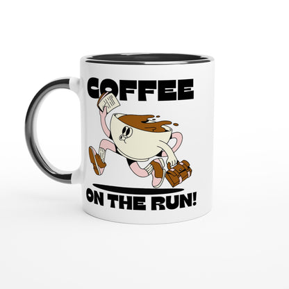 Coffee On The Run - White 11oz Ceramic Mug with Colour Inside Ceramic Black Colour 11oz Mug coffee Globally Fulfilled retro