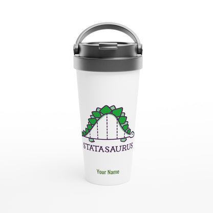 Personalised - Statasaurus - White 15oz Stainless Steel Travel Mug Default Title Personalised Travel Mug maths