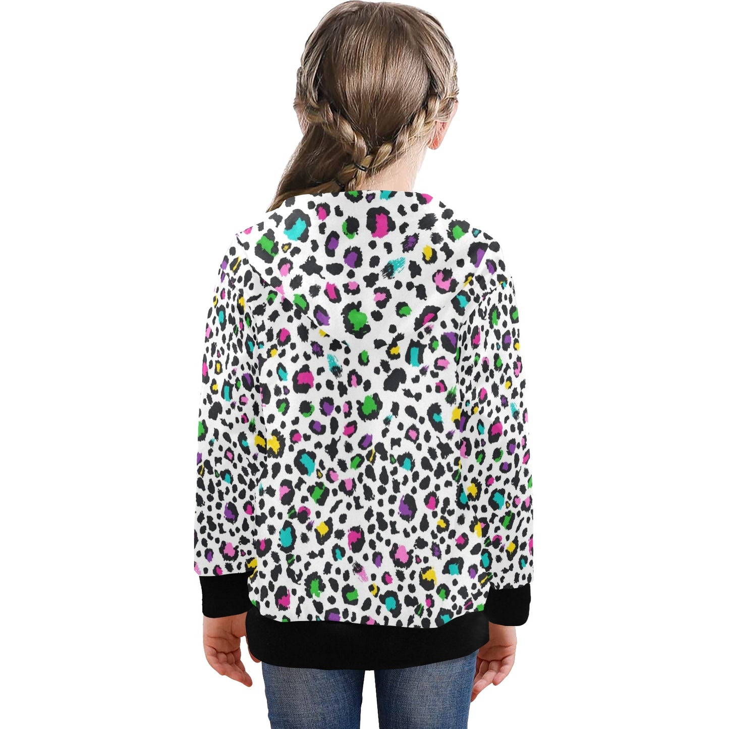 Animal Print In Colour - Senior Girls Zip Up Hoodie