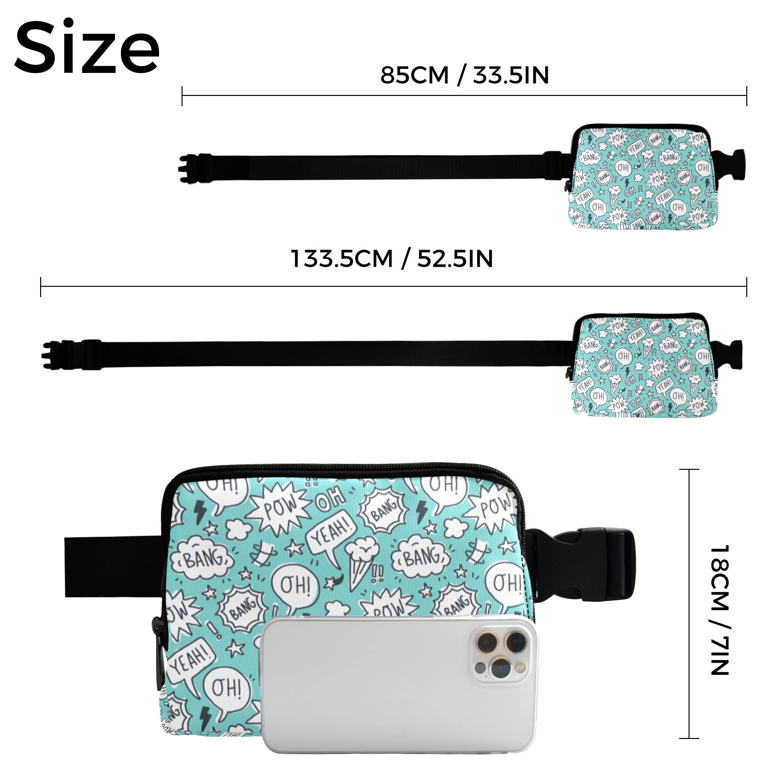 Comic Book Speech Bubbles - Belt Bag Belt Bag comic Printed Offshore