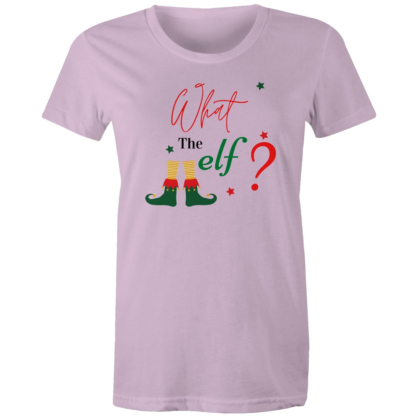 What The Elf, Christmas - Womens T-shirt Lavender Womens Christmas T-shirt Christmas Printed In Australia