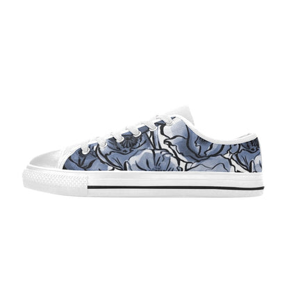 Blue And White Floral - Women's Classic Canvas Shoes