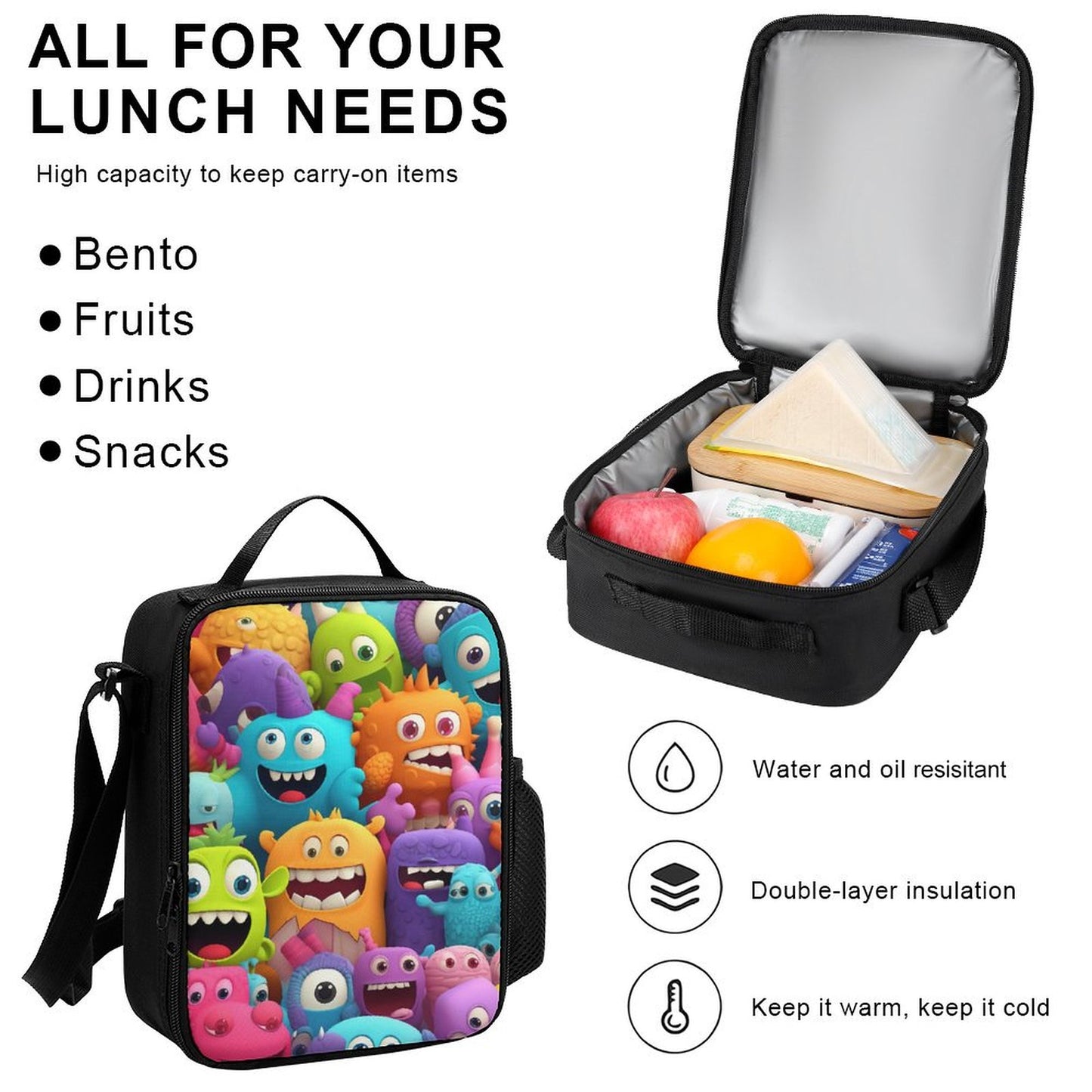 Cute Cartoon Monsters - School Backpack Three Piece Set