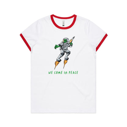 Alien, We Come In Peace - Women's Ringer Tee