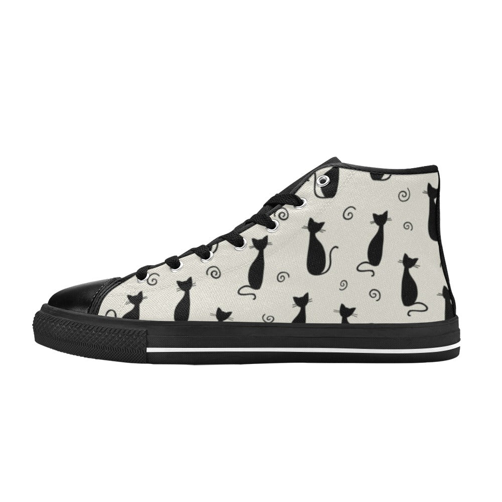 Black Cats - Women's High Top Canvas Shoes