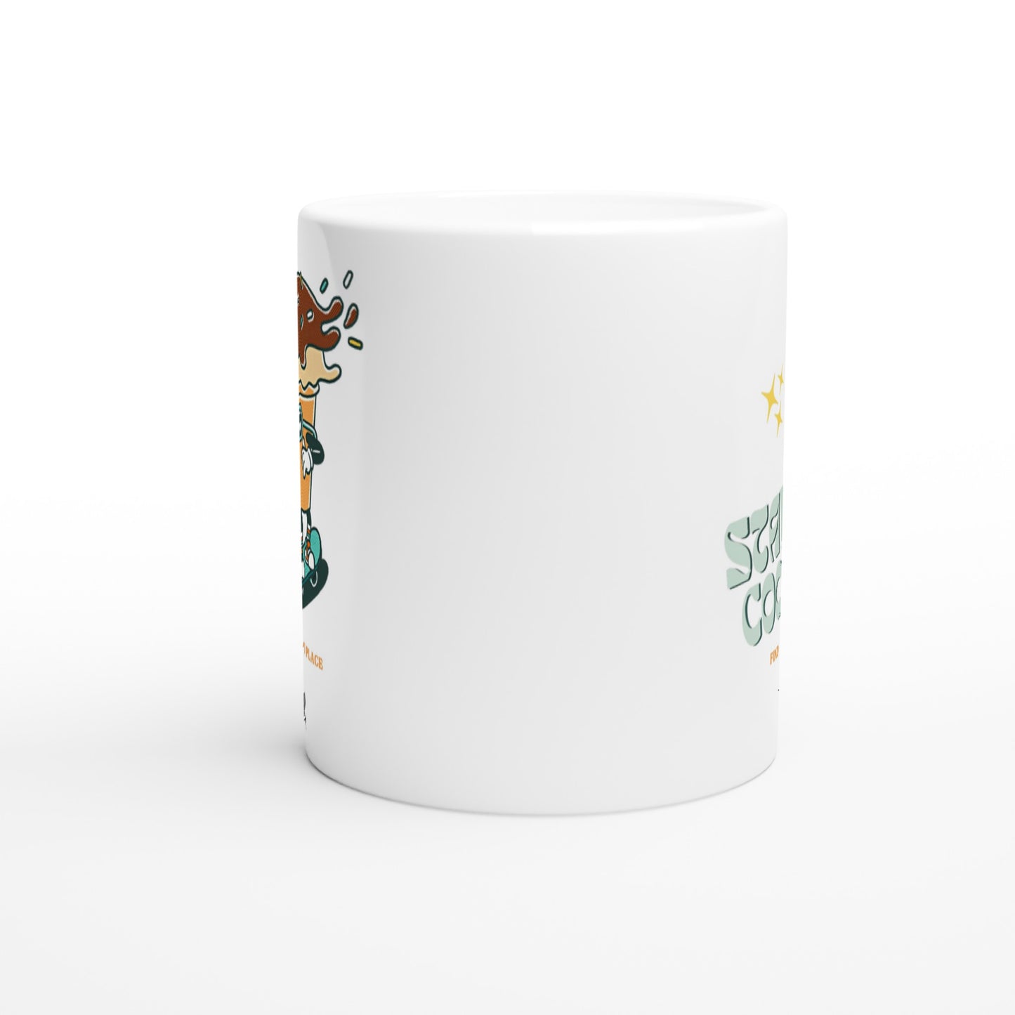 Personalise - Stay Cool, Ice Cream - White 11oz Ceramic Mug Personalised Mug customise personalise Retro