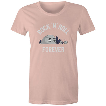 Rock 'N' Roll Forever - Womens T-shirt Pale Pink Womens T-shirt Music
