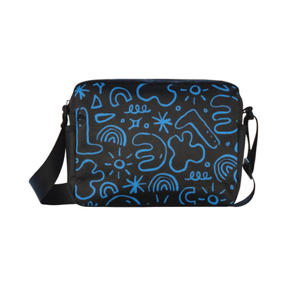 Blue Squiggle - Classic Cross-body Nylon Bags