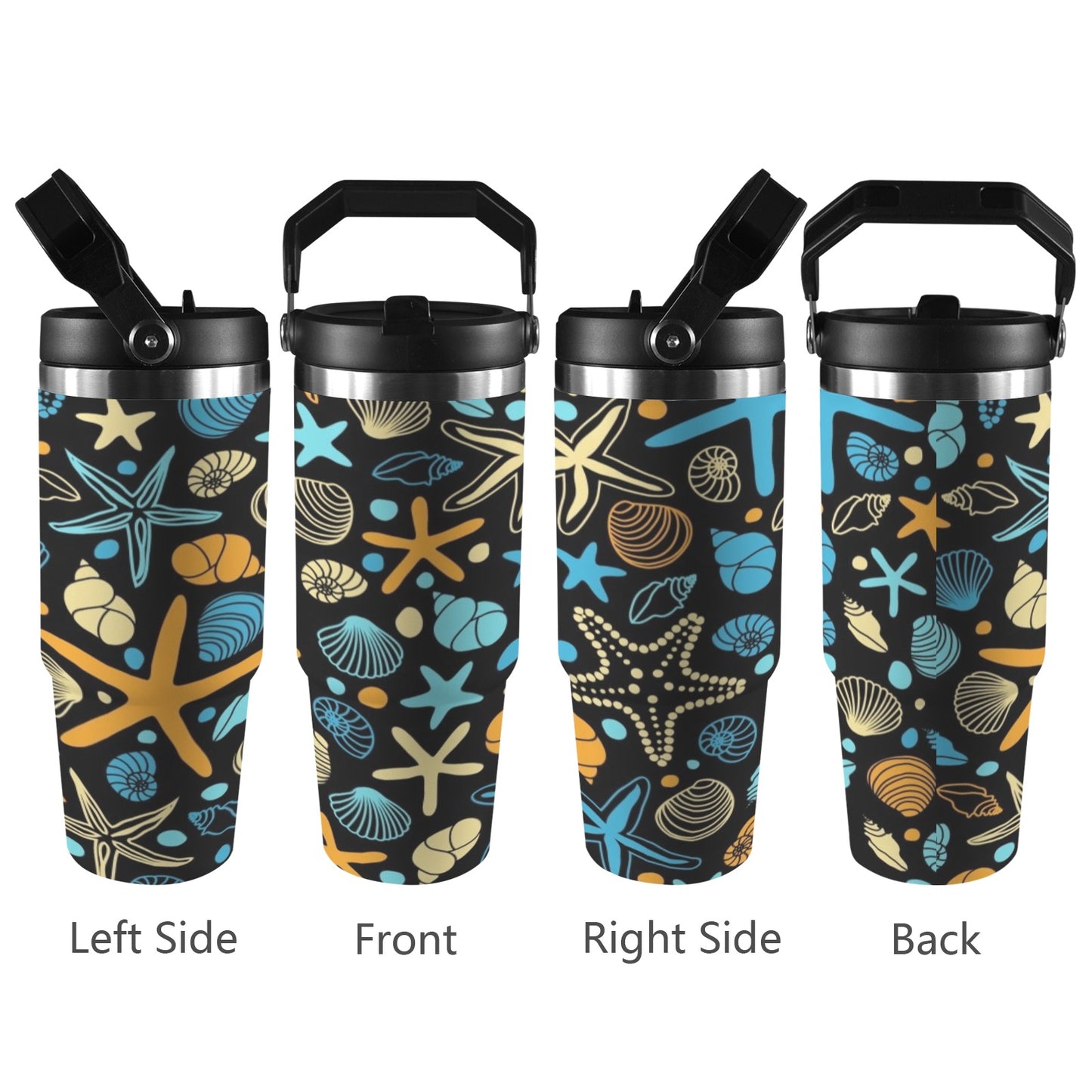 Starfish And Shells - 30oz Tumbler with Top Handle