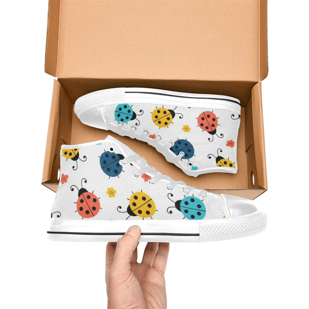 Ladybugs - Women's High Top Canvas Shoes