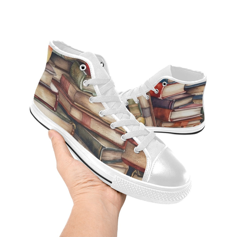 Watercolour Books - Women's High Top Canvas Shoes