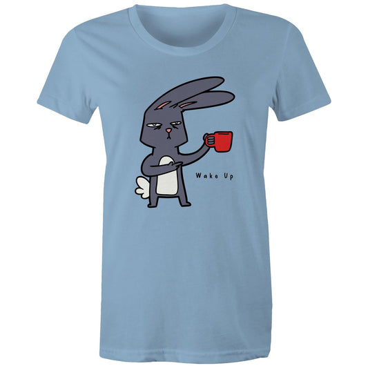 Rabbit Coffee, Wake Up - Womens T-shirt