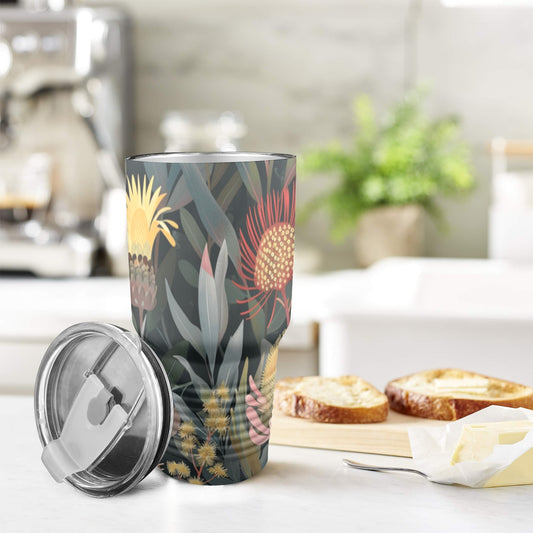 Australian Native Flowers - 30oz Insulated Stainless Steel Mobile Tumbler