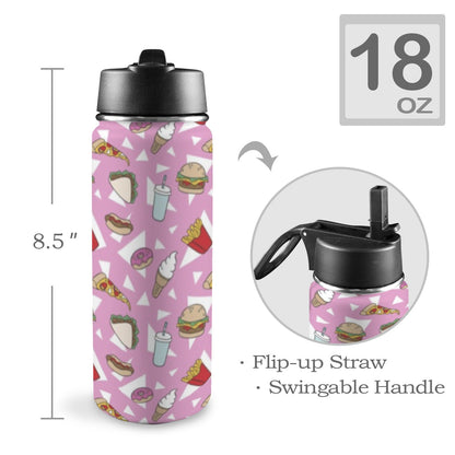 Fast Food - Insulated Water Bottle with Straw Lid (18oz) Insulated Water Bottle with Swing Handle