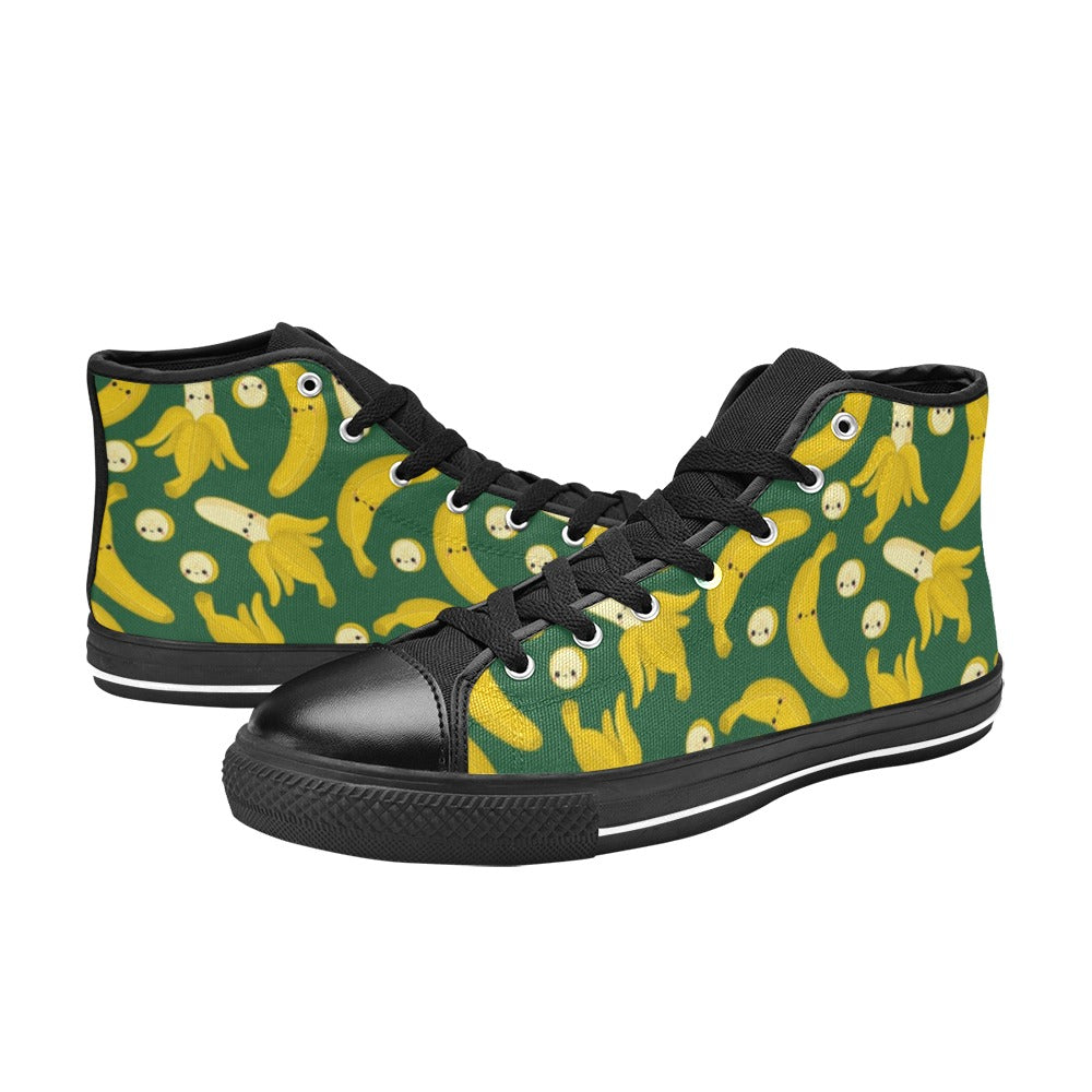 Happy Bananas - Kids High Top Canvas Shoes Kids High Top Canvas Shoes Food Printed Offshore