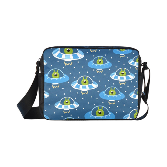 Cute Aliens in UFOs - Classic Cross-body Nylon Bag