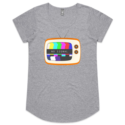 Retro Television, No Signal - Womens Scoop Neck T-Shirt Grey Marle Womens Scoop Neck T-shirt Retro
