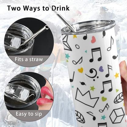 Music Time - 20oz Tall Skinny Tumbler with Lid and Straw