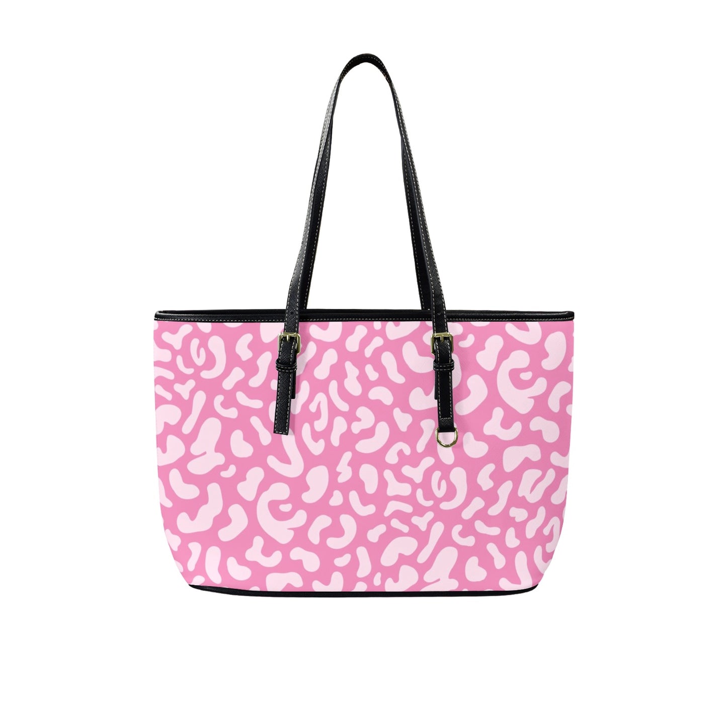 Pink Leopard - Leather Tote Bag-Large