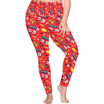 Comic Book Red - Womens High Waist Leggings (Sizes 16-22)