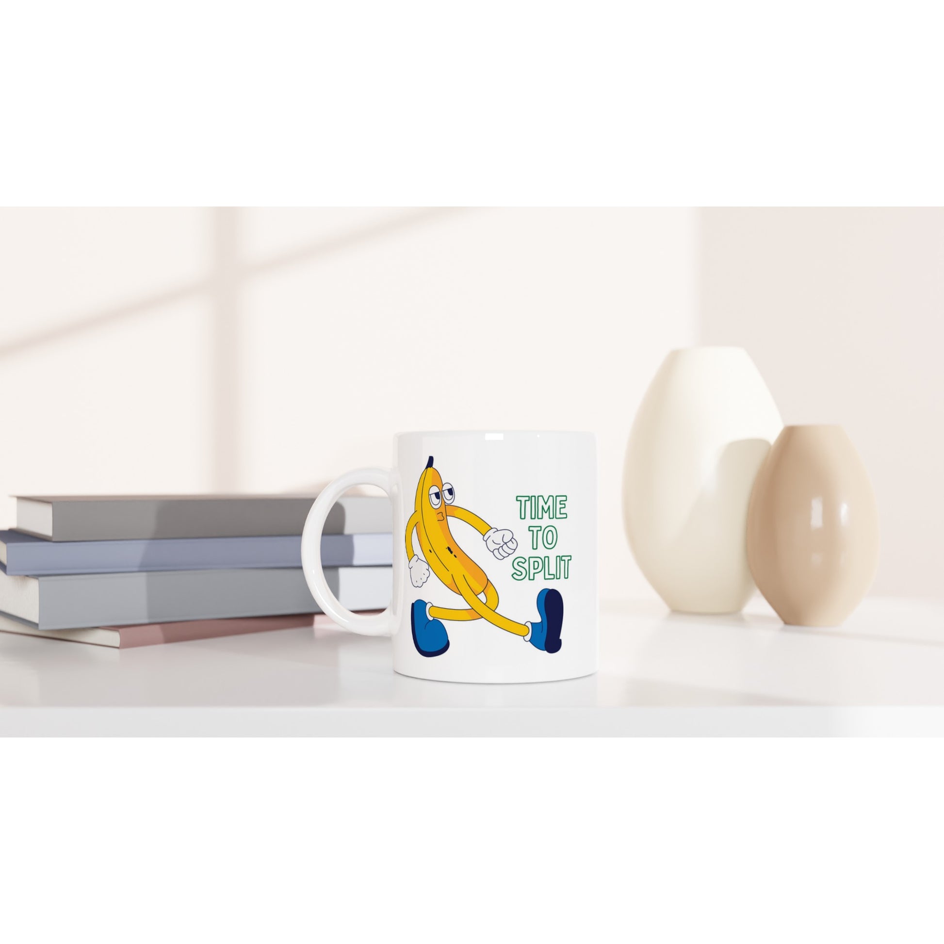 Banana, Time To Split - White 11oz Ceramic Mug White 11oz Mug food Funny Globally Fulfilled