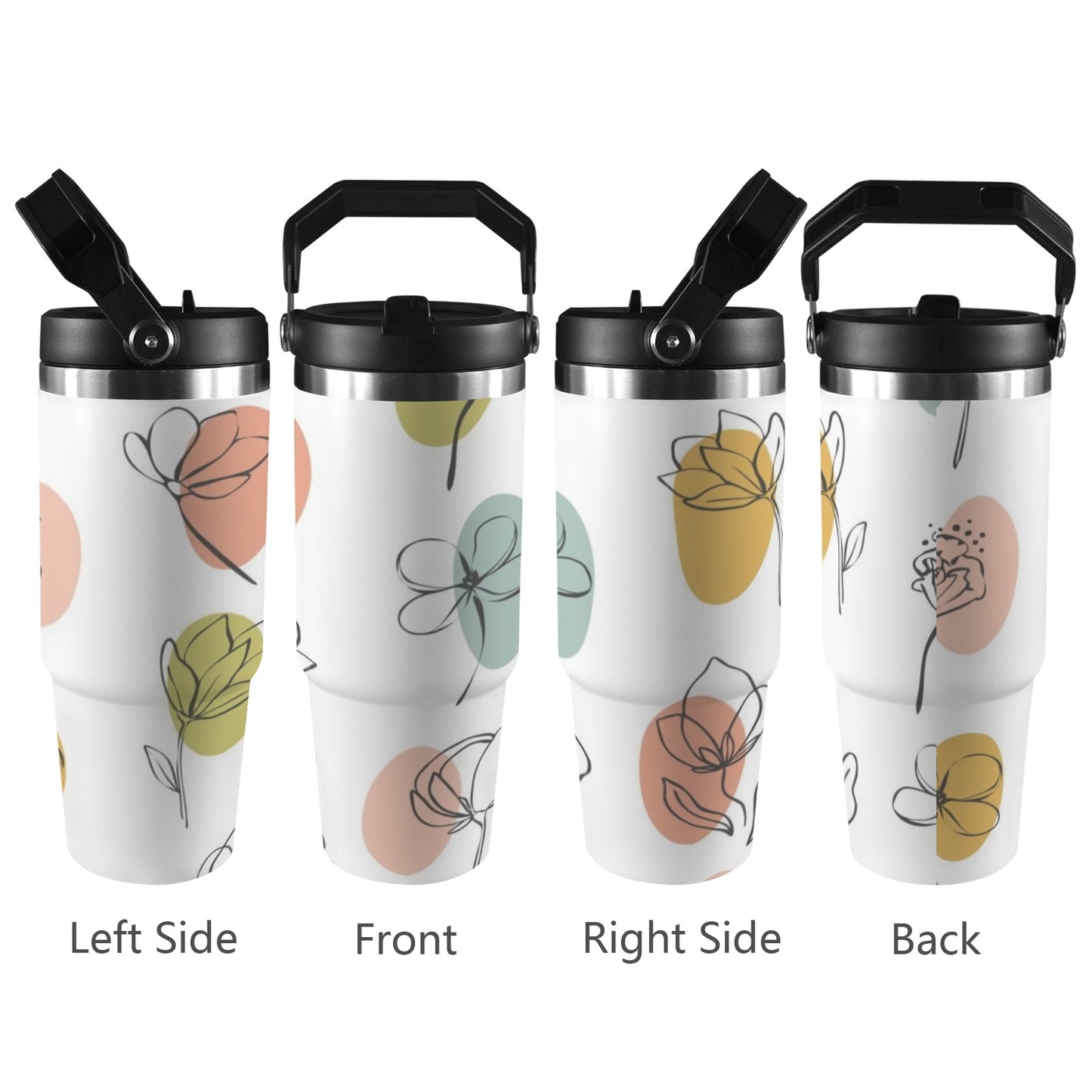 Flower Lines - 30oz Tumbler with Top Handle