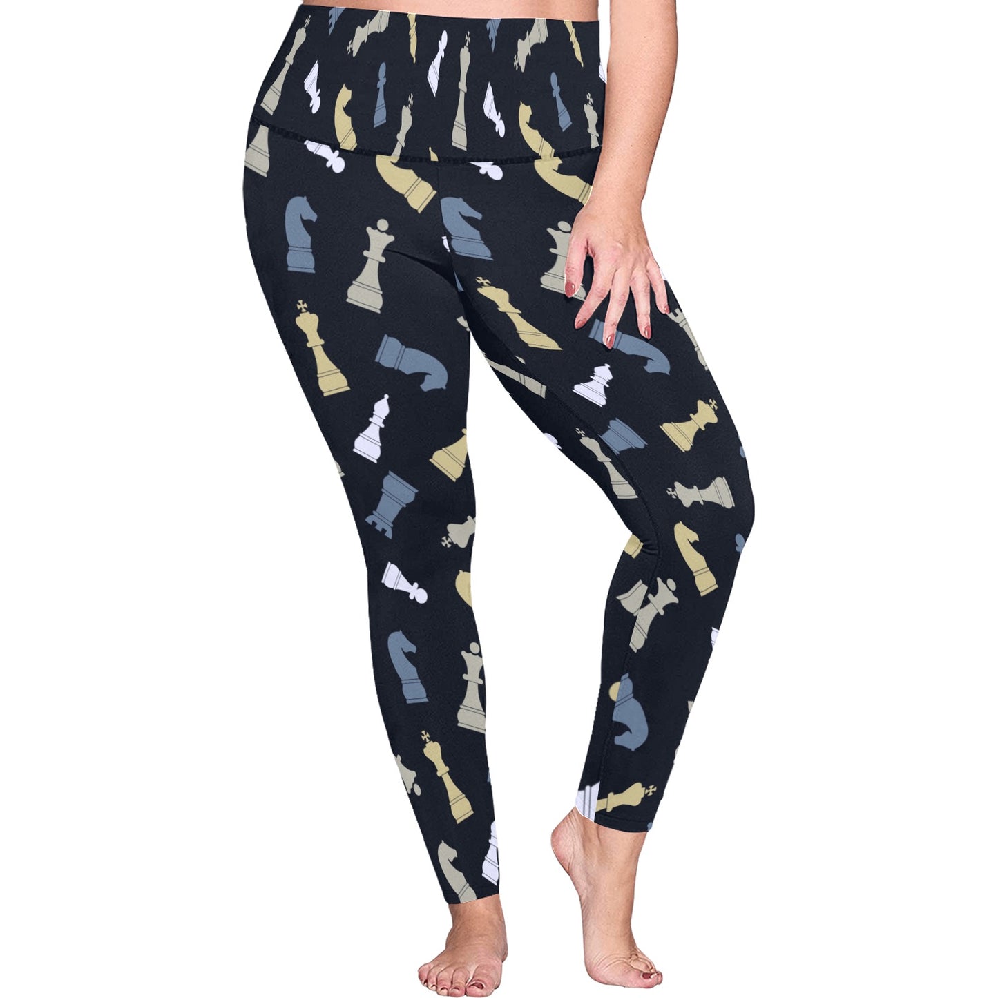 Chess Pattern - Womens High Waist Leggings (Sizes 16-22)