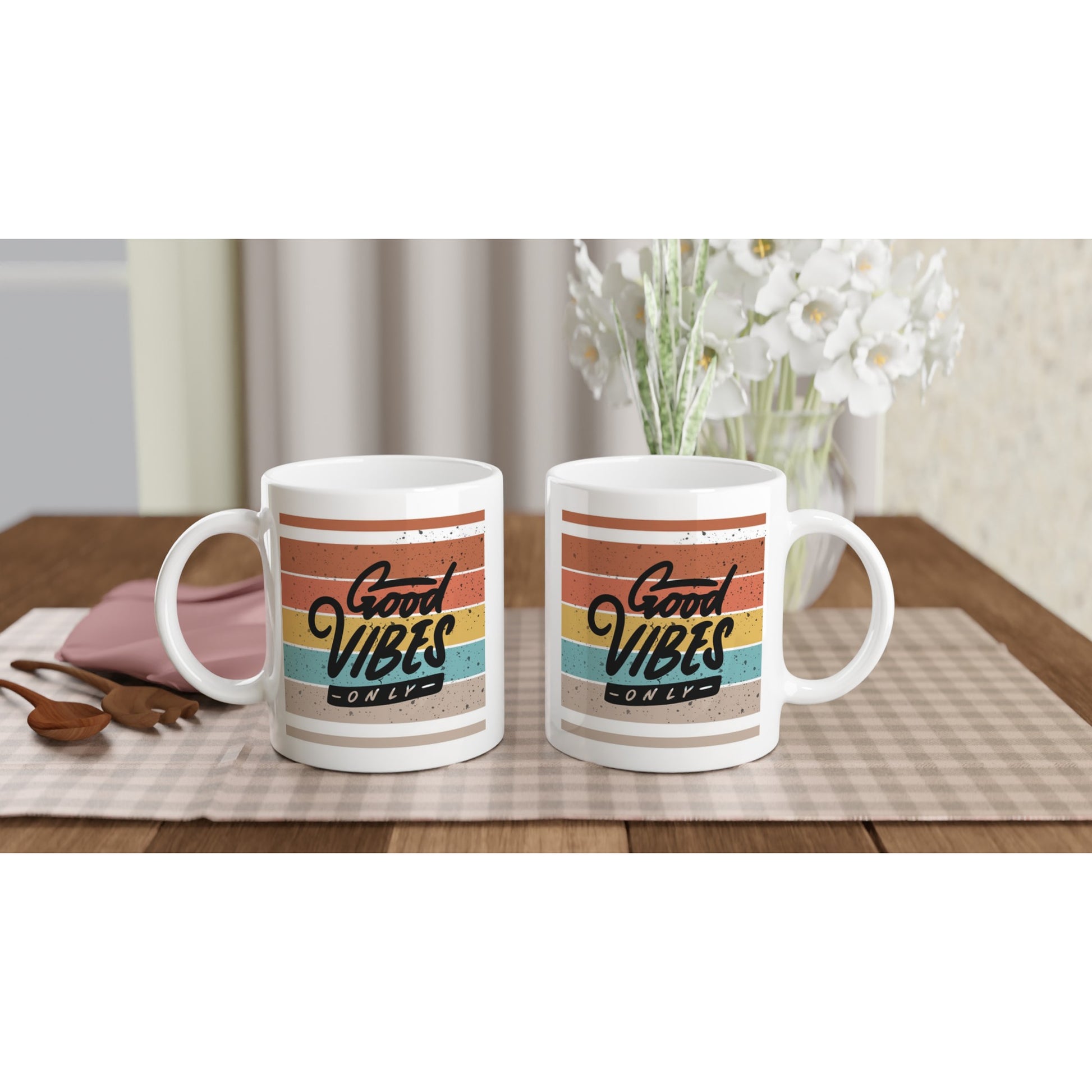 Good Vibes Only - White 11oz Ceramic Mug White 11oz Mug Globally Fulfilled Positivity