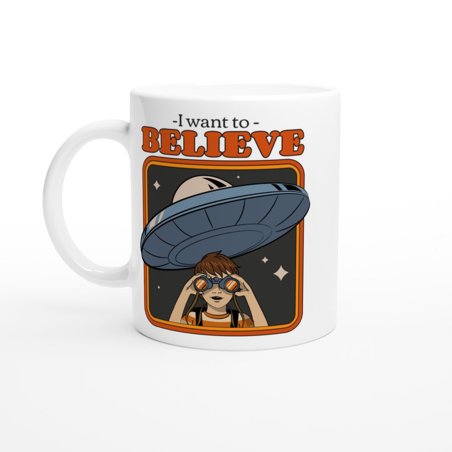 UFO, I Want To Believe - White 11oz Ceramic Mug Default Title White 11oz Mug Retro Sci Fi