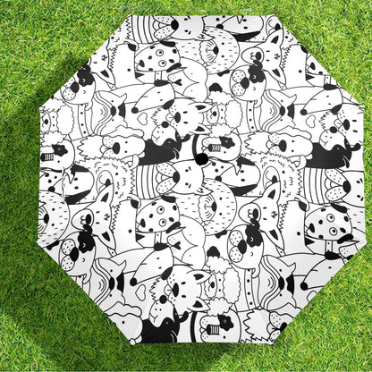 Black And White Dogs - Semi-Automatic Foldable Umbrella