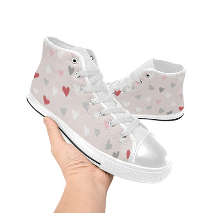 Pretty Hearts - Women's High Top Canvas Shoes