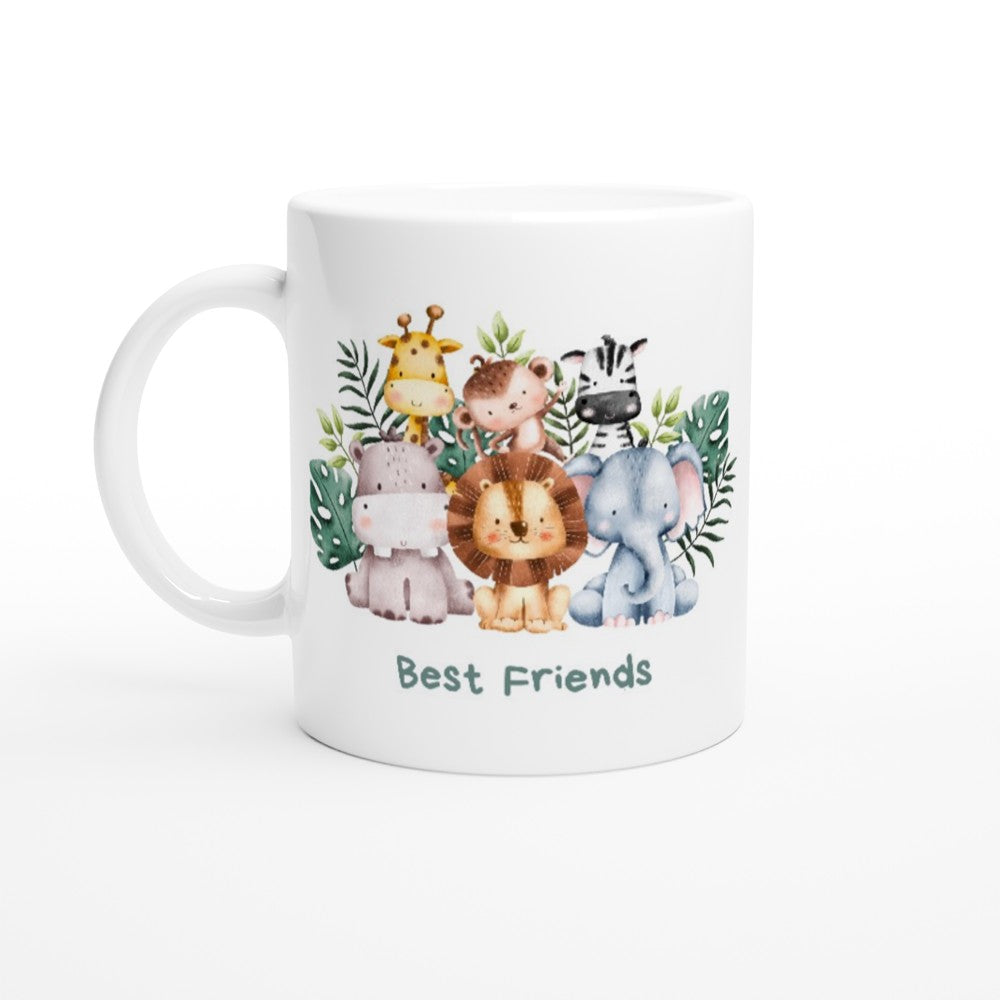 Best Friends, Cute Animals - White 11oz Ceramic Mug White 11oz Mug animal Globally Fulfilled