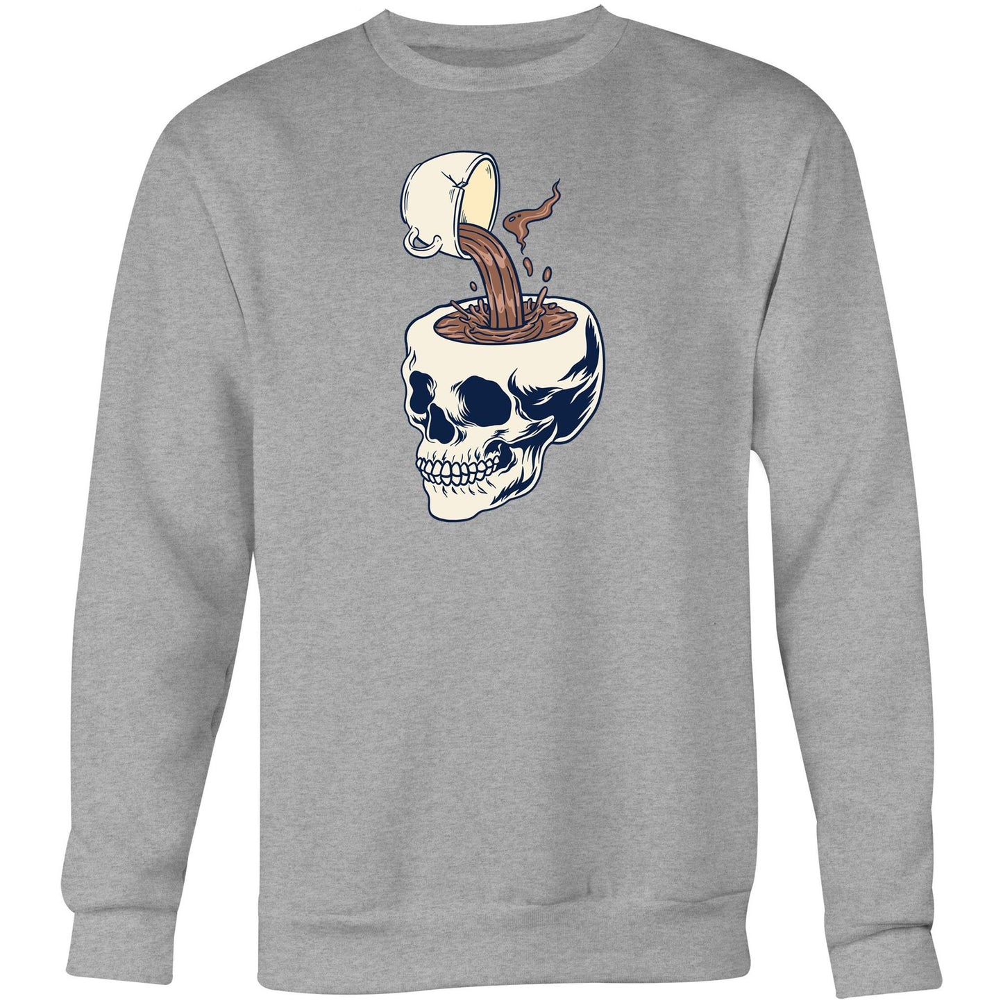 Coffee Skull - Crew Sweatshirt Grey Marle Sweatshirt Coffee