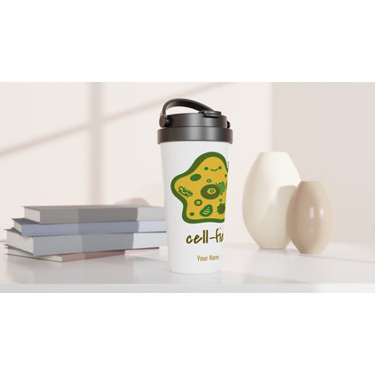 Personalised - Cell-fie - White 15oz Stainless Steel Travel Mug Personalised Travel Mug science