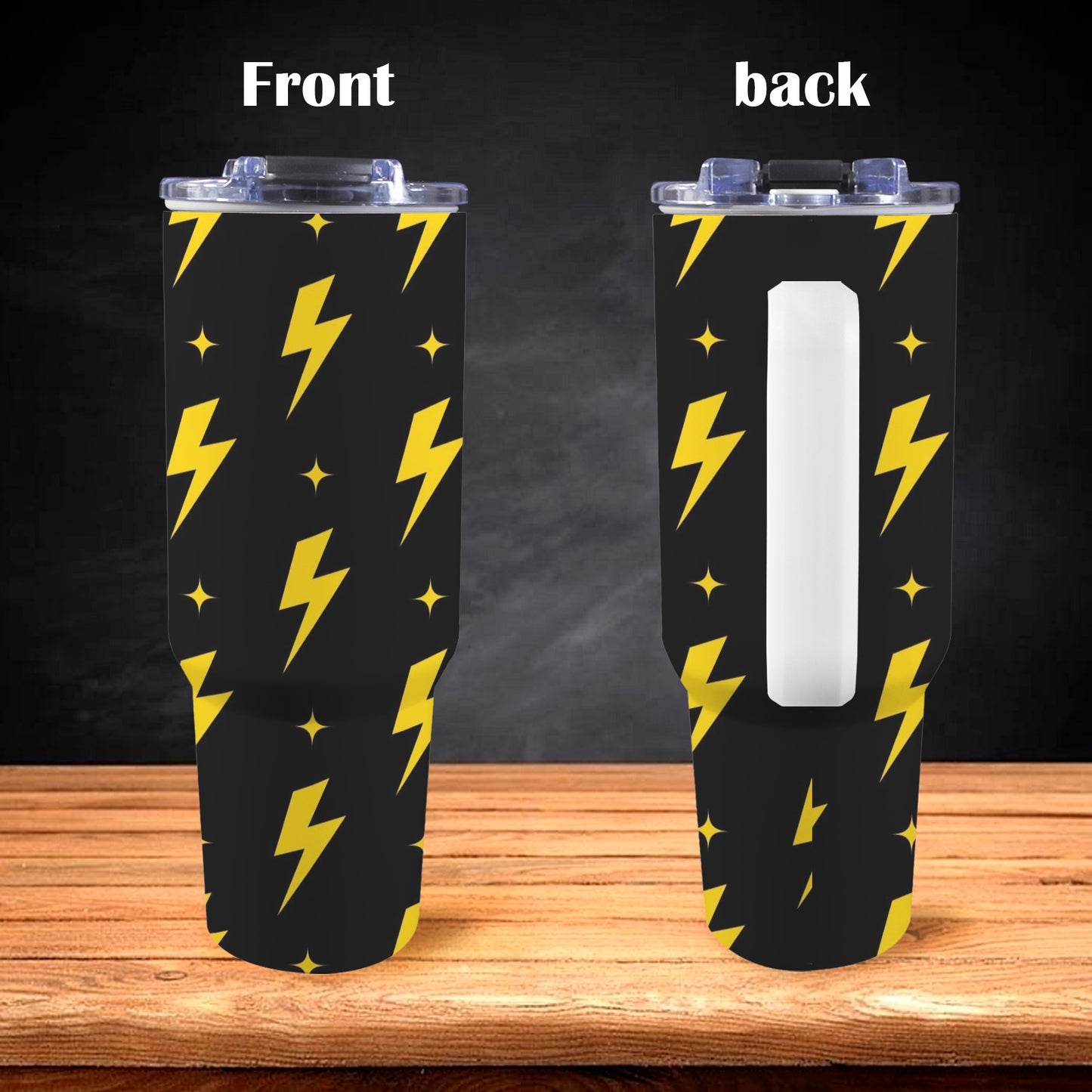 Yellow Lightning - 40oz Tumbler with White Handle