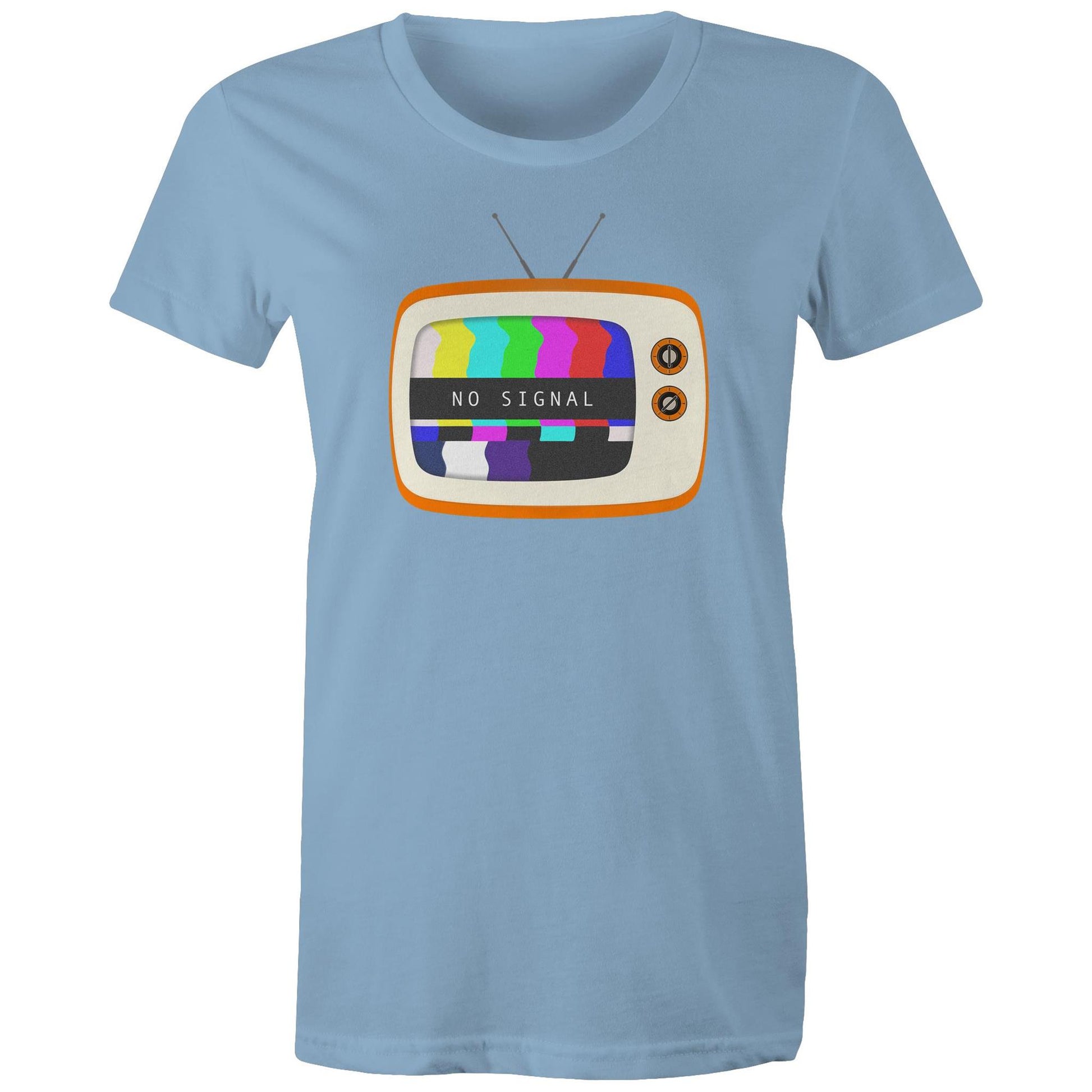 Retro Television, No Signal - Womens T-shirt Carolina Blue Womens T-shirt Retro